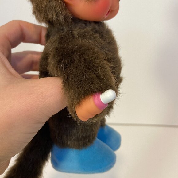 Monchhichi Doll Stuffed Plush Toy Blue Shoes 19cm Sekiguchi Japan - Picture 5 of 12